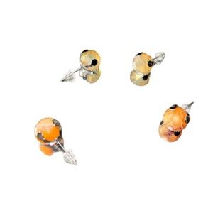 Orange Carnelian & Yellow Agate Stud Earrings